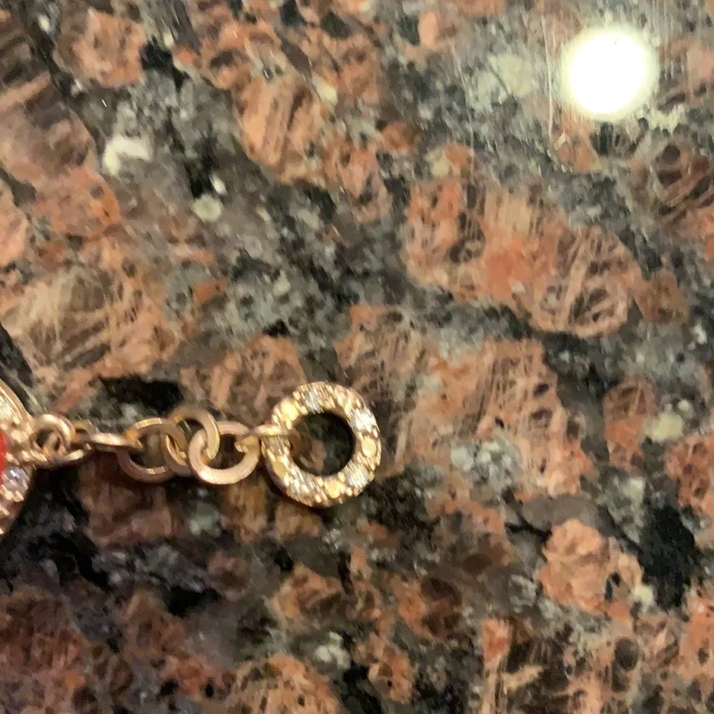 Rhinestones Embellished Chunky Bracelet Orange/Gold NWT Toggle Clasp Stones